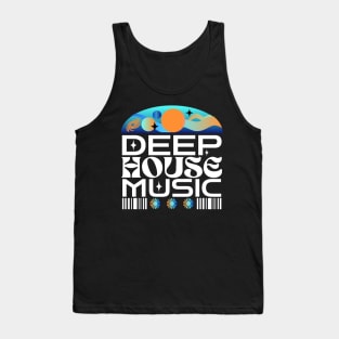 DEEP HOUSE  - Orbs And Stars (Blue/white/orange) Tank Top